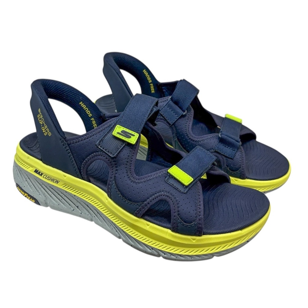 Skechers Navy and Lime Green Sport Sandal - Picture 2 of 10